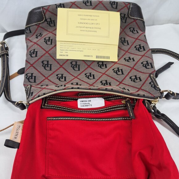Dooney & Bourke Signature Monogram Canvas Brown Red Crossbody Purse Bag - Picture 14 of 15